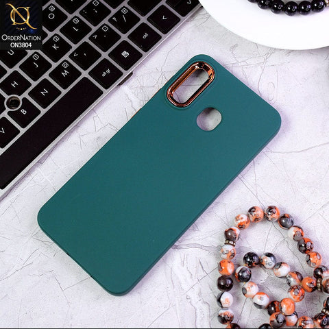 Samsung Galaxy A30 Cover - Green - New Electroplating Camera Ring Colored Soft Silicon Borders Protective Back Case