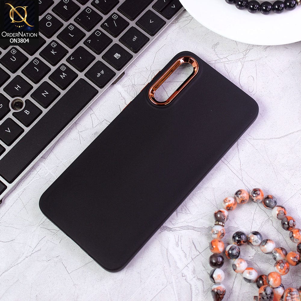 Samsung Galaxy A50s Cover - Black - New Electroplating Camera Ring Colored Soft Silicon Borders Protective Back Case