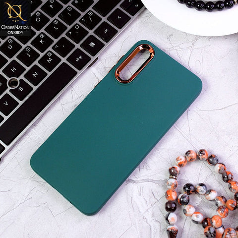 Samsung Galaxy A50 Cover - Green - New Electroplating Camera Ring Colored Soft Silicon Borders Protective Back Case