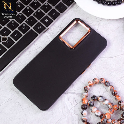 Oppo A57 4G 2022 Cover - Black - New Electroplating Camera Ring Colored Soft Silicon Borders Protective Back Case