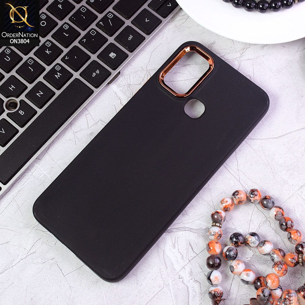 Infinix Hot 9 Play Cover - Black - New Electroplating Camera Ring Colored Soft Silicon Borders Protective Back Case