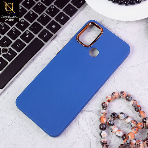 Infinix Hot 9 Play Cover - Blue - New Electroplating Camera Ring Colored Soft Silicon Borders Protective Back Case