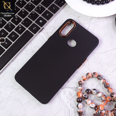 Samsung Galaxy A10s Cover - Black - New Electroplating Camera Ring Colored Soft Silicon Borders Protective Back Case