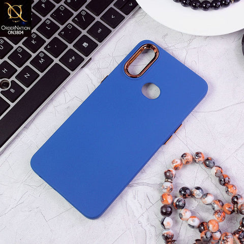 Samsung Galaxy A10s Cover - Blue - New Electroplating Camera Ring Colored Soft Silicon Borders Protective Back Case