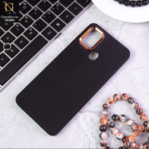 Samsung Galaxy A21s Cover - Black - New Electroplating Camera Ring Colored Soft Silicon Borders Protective Back Case