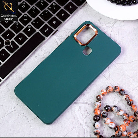 Samsung Galaxy A21s Cover - Green - New Electroplating Camera Ring Colored Soft Silicon Borders Protective Back Case