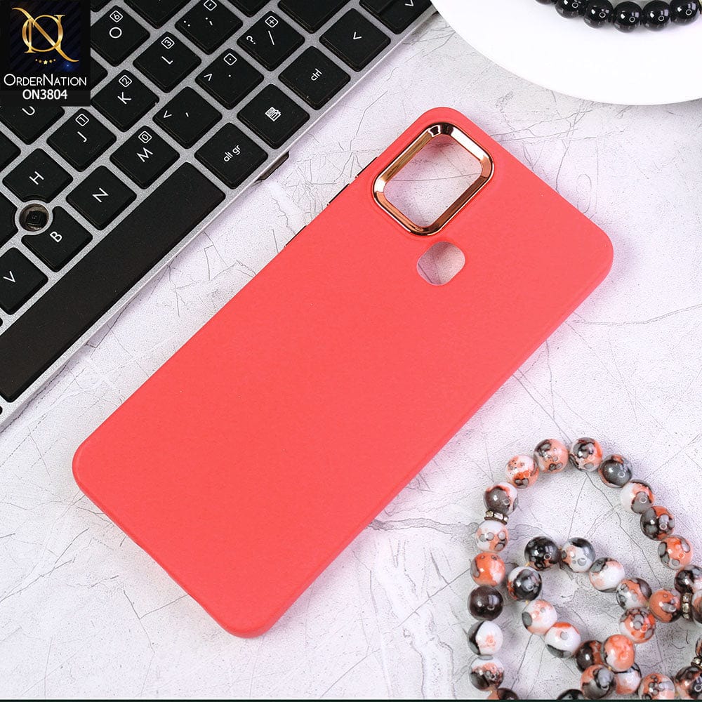 Samsung Galaxy A21s Cover - Red - New Electroplating Camera Ring Colored Soft Silicon Borders Protective Back Case