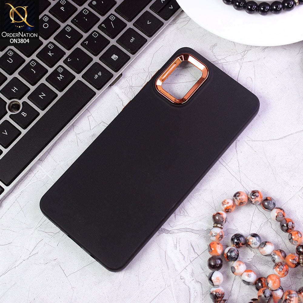 Samsung Galaxy A31 Cover - Black - New Electroplating Camera Ring Colored Soft Silicon Borders Protective Back Case