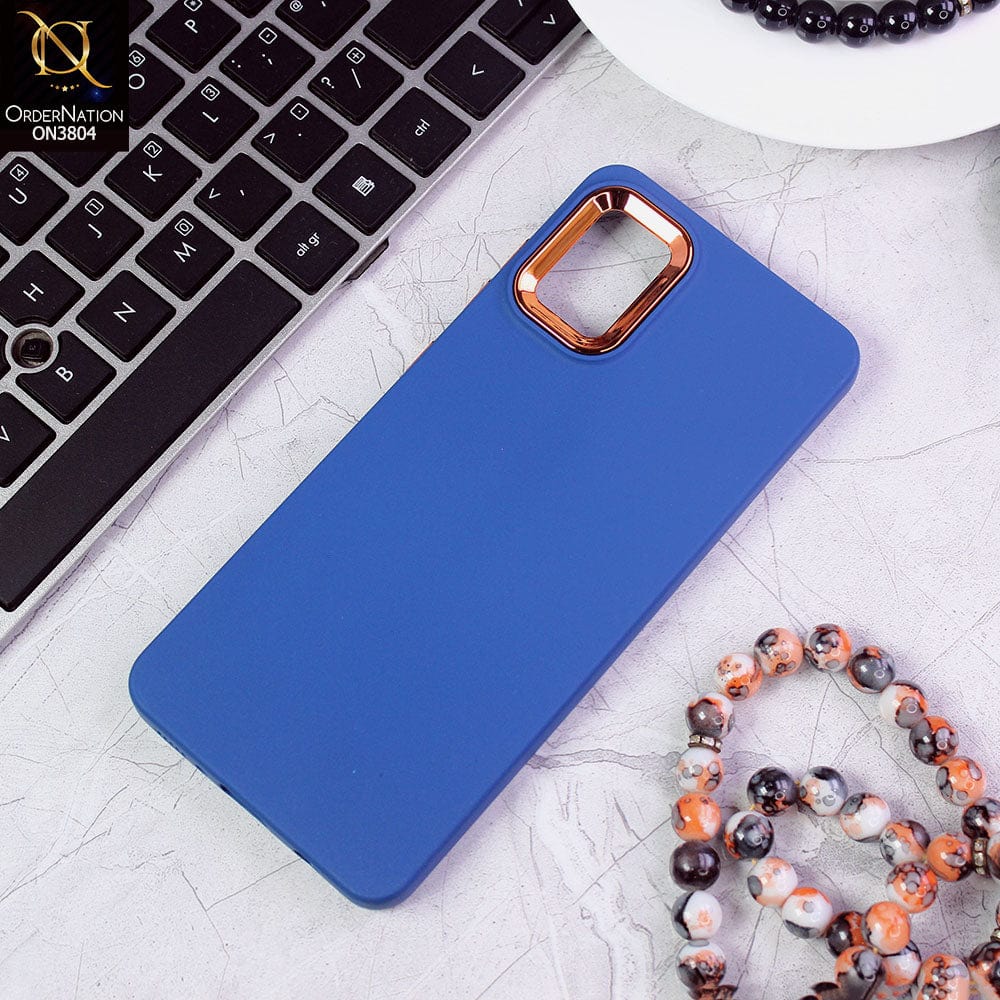 Samsung Galaxy A31 Cover - Blue - New Electroplating Camera Ring Colored Soft Silicon Borders Protective Back Case