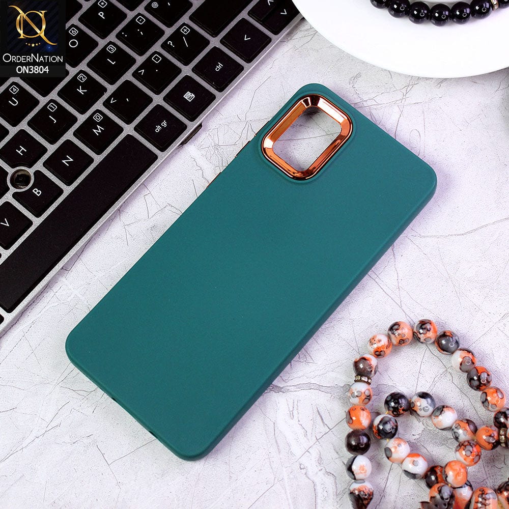 Samsung Galaxy A31 Cover - Green - New Electroplating Camera Ring Colored Soft Silicon Borders Protective Back Case