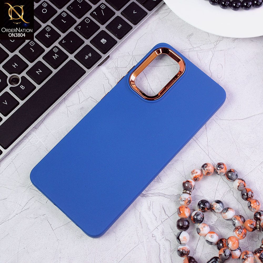 Samsung Galaxy A32 Cover - Blue - New Electroplating Camera Ring Colored Soft Silicon Borders Protective Back Case