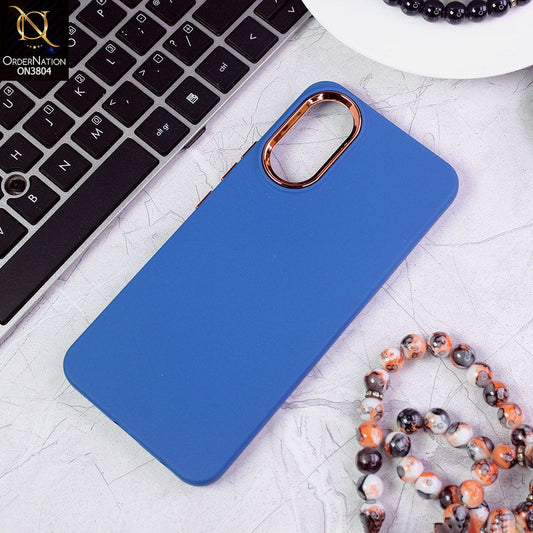 Vivo Y02s Cover - Blue - New Electroplating Camera Ring Colored Soft Silicon Borders Protective Back Case