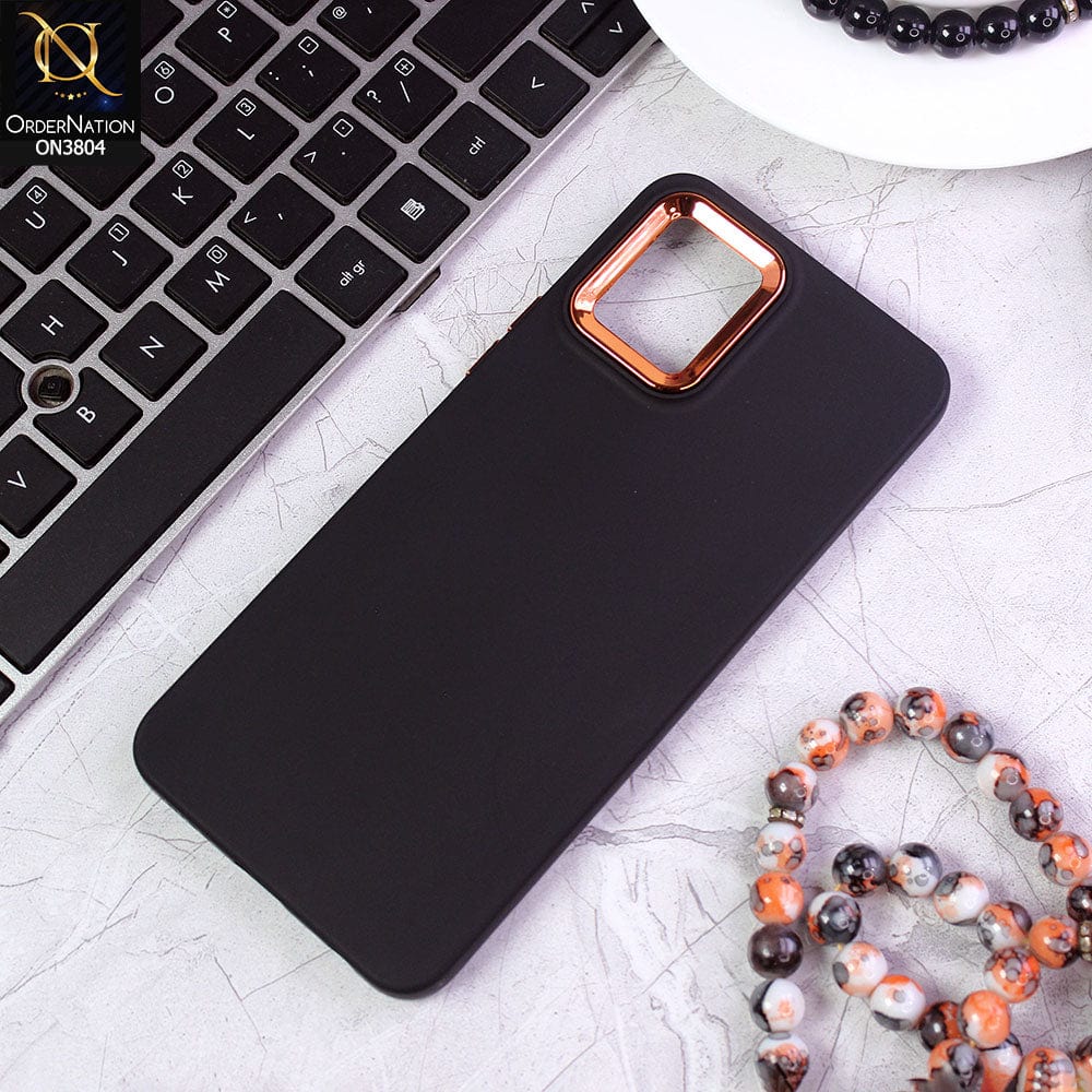 Vivo Y15a Cover - Black - New Electroplating Camera Ring Colored Soft Silicon Borders Protective Back Case