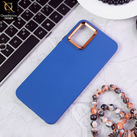 Vivo Y21a Cover - Blue - New Electroplating Camera Ring Colored Soft Silicon Borders Protective Back Case