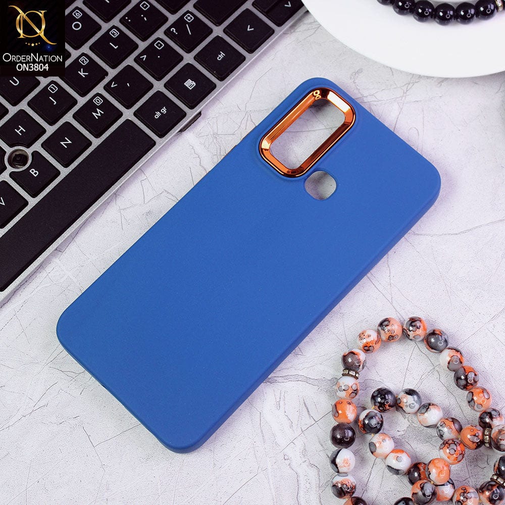 Vivo Y50 Cover - Blue - New Electroplating Camera Ring Colored Soft Silicon Borders Protective Back Case