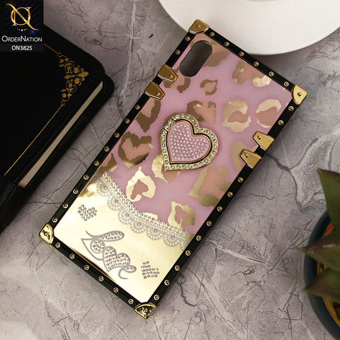 iPhone XS / X Cover - Design1 - Heart Bling Diamond Glitter Soft TPU Trunk Case With Ring Holder