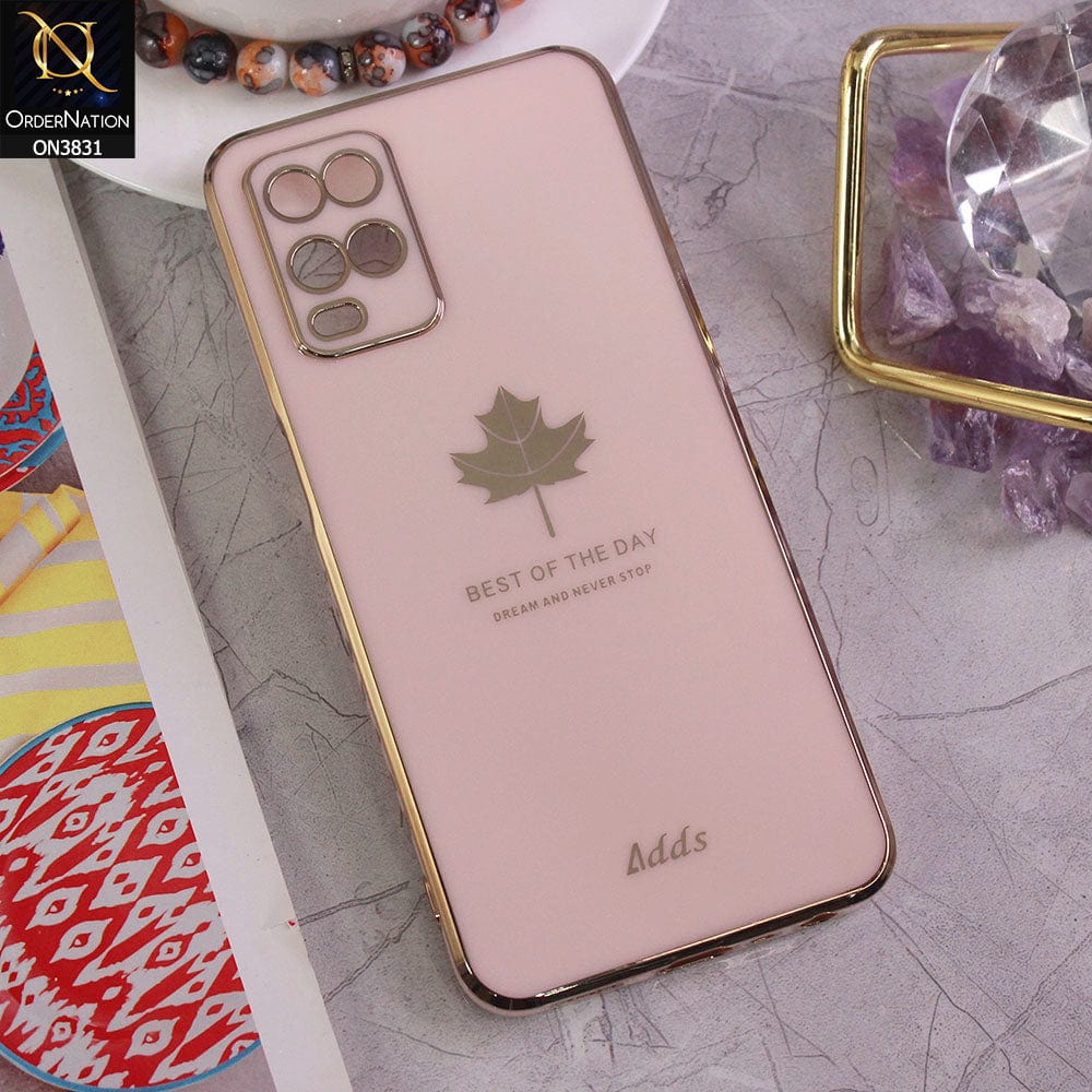 Oppo A54 4G Cover - Design 9 - New Electroplating Borders Maple Leaf Camera Protection Soft Silicone Case