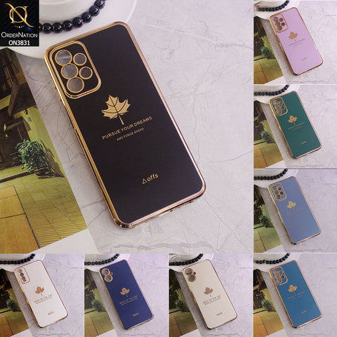 Samsung Galaxy A13 Cover - Design 11 -  New Electroplating Borders Maple Leaf Camera Protection Soft Silicone Case