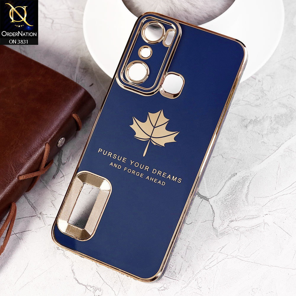 Infinix Hot 20i Cover - Design8 - New Electroplating Borders Maple Leaf Camera Protection Soft Silicone Case