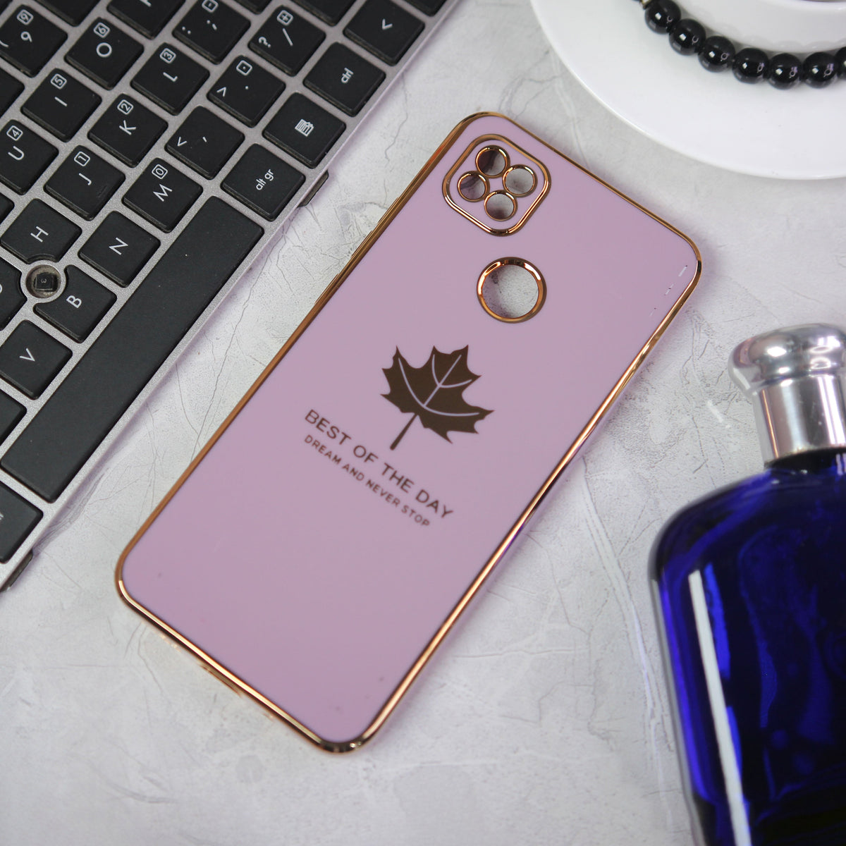 Xiaomi Redmi 9C Cover - Design 2 -  New Electroplating Borders Maple Leaf Camera Protection Soft Silicone Case