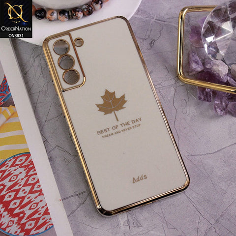 Samsung Galaxy S21 FE 5G Cover - Design 7 - New Electroplating Borders Maple Leaf Camera Protection Soft Silicone Case