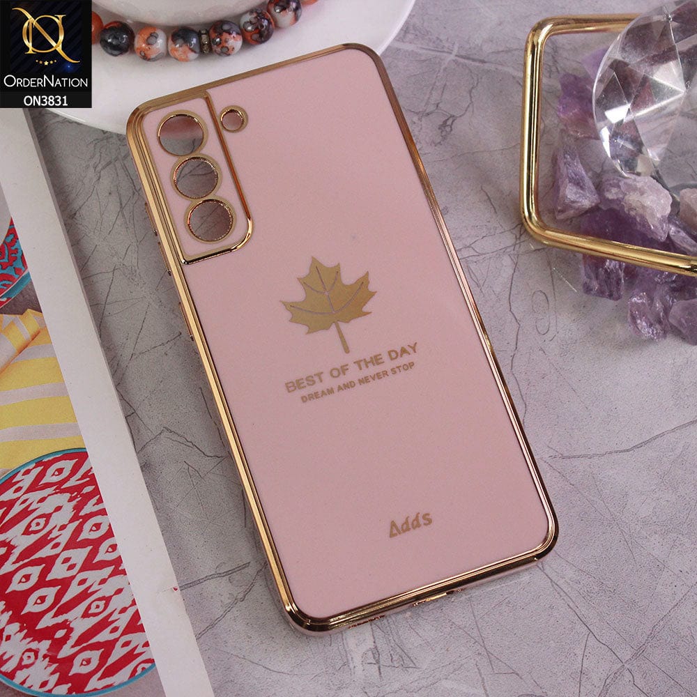Samsung Galaxy S21 FE 5G Cover - Design 9 - New Electroplating Borders Maple Leaf Camera Protection Soft Silicone Case
