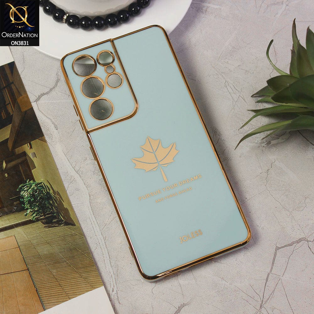 Samsung Galaxy S21 Ultra 5G Cover - Design 13 - New Electroplating Borders Maple Leaf Camera Protection Soft Silicone Case