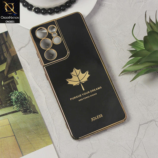 Samsung Galaxy S21 Ultra 5G Cover - Design 1 - New Electroplating Borders Maple Leaf Camera Protection Soft Silicone Case