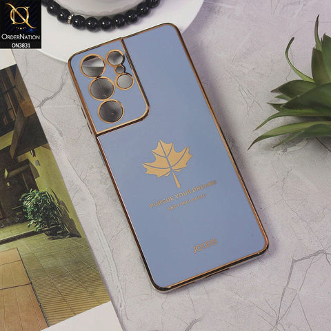 Samsung Galaxy S21 Ultra 5G Cover - Design 4 - New Electroplating Borders Maple Leaf Camera Protection Soft Silicone Case