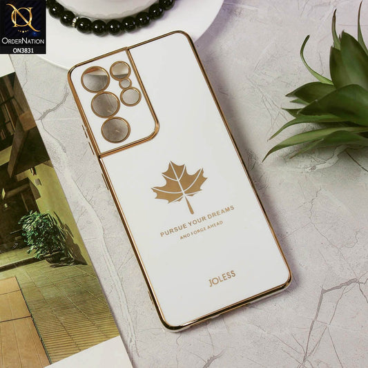 Samsung Galaxy S21 Ultra 5G Cover - Design 6 - New Electroplating Borders Maple Leaf Camera Protection Soft Silicone Case
