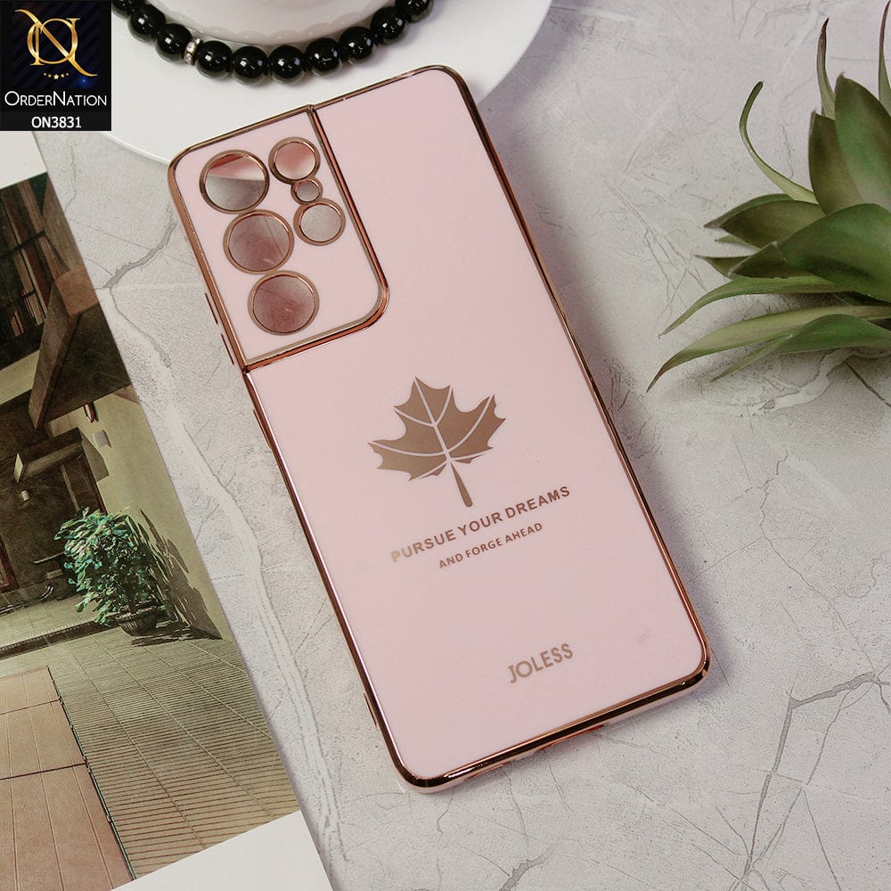 Samsung Galaxy S21 Ultra 5G Cover - Design 9 - New Electroplating Borders Maple Leaf Camera Protection Soft Silicone Case