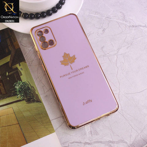 Samsung Galaxy A31 Cover - Design 2 - New Electroplating Borders Maple Leaf Camera Protection Soft Silicone Case