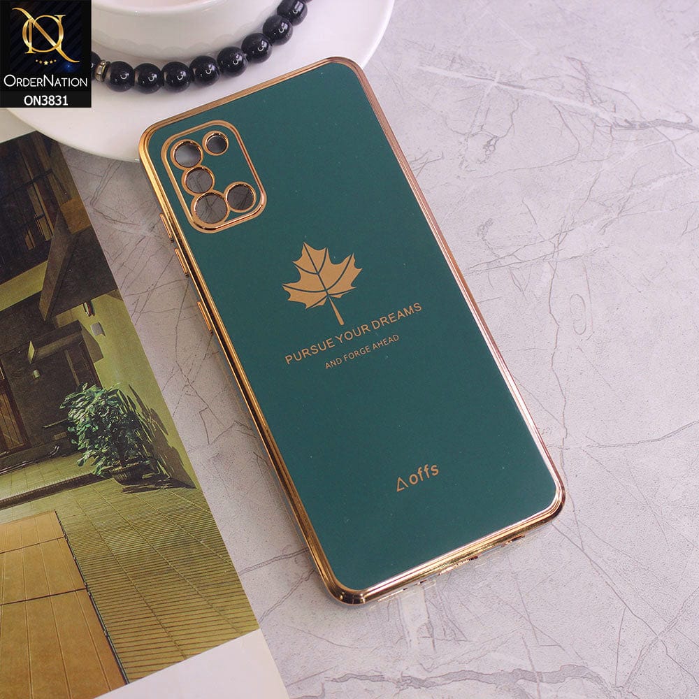Samsung Galaxy A31 Cover - Design 3 - New Electroplating Borders Maple Leaf Camera Protection Soft Silicone Case