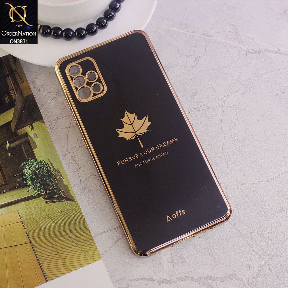 Samsung Galaxy A51 Cover - Design 1 - New Electroplating Borders Maple Leaf Camera Protection Soft Silicone Case