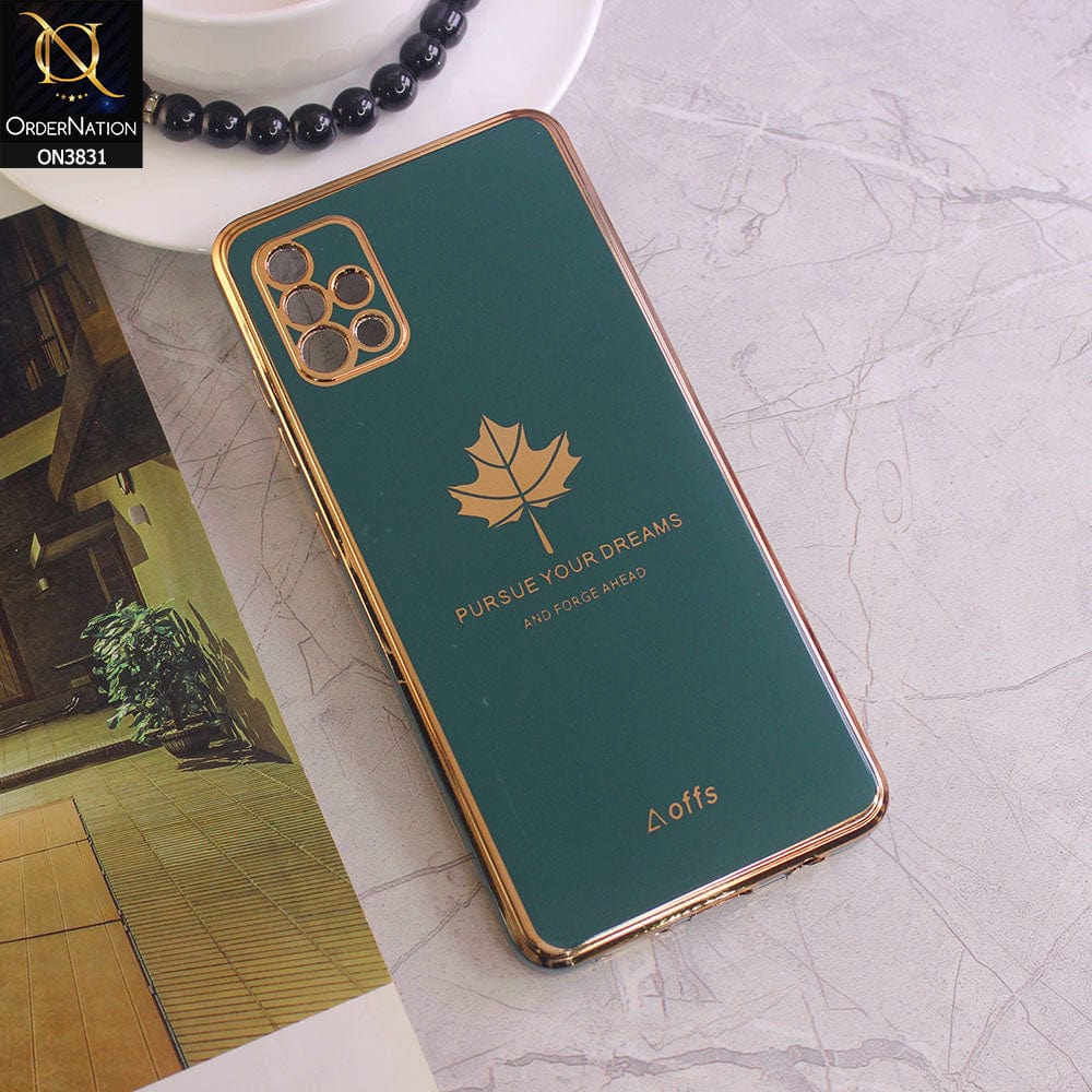 Samsung Galaxy A51 Cover - Design 3 - New Electroplating Borders Maple Leaf Camera Protection Soft Silicone Case