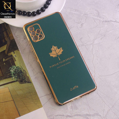 Samsung Galaxy A51 Cover - Design 3 - New Electroplating Borders Maple Leaf Camera Protection Soft Silicone Case