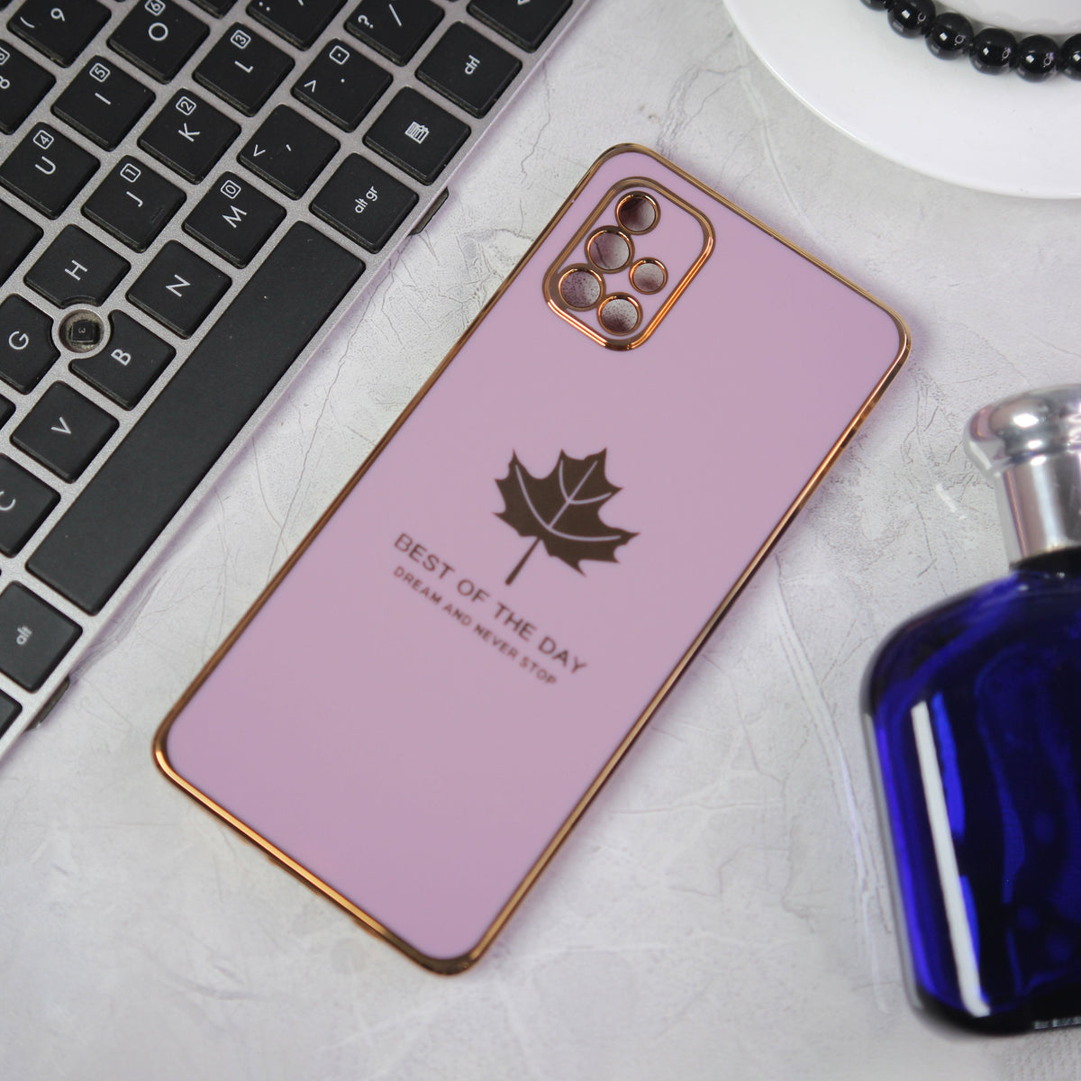Samsung Galaxy A71  Cover - Design 2 -  New Electroplating Borders Maple Leaf Camera Protection Soft Silicone Case
