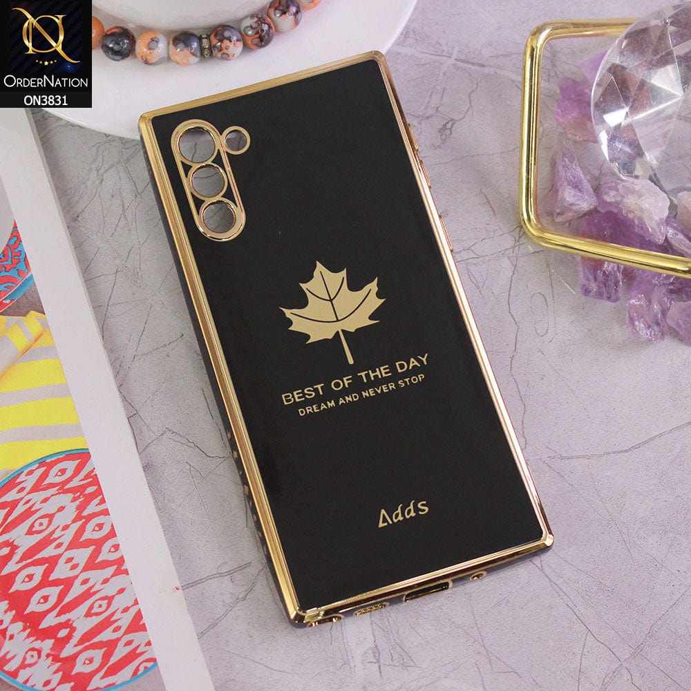 Samsung Galaxy Note 10 Cover - Design 1 - New Electroplating Borders Maple Leaf Camera Protection Soft Silicone Case