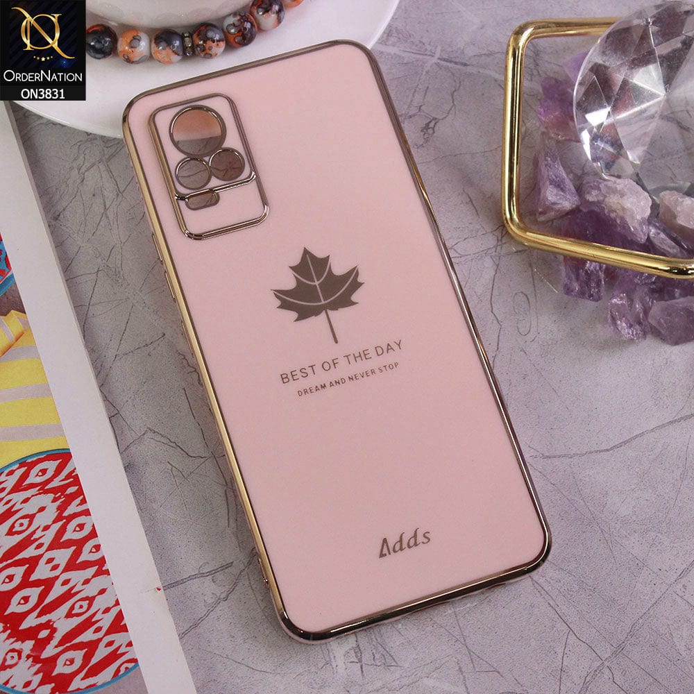 Vivo V21e Cover - Design 9 - New Electroplating Borders Maple Leaf Camera Protection Soft Silicone Case