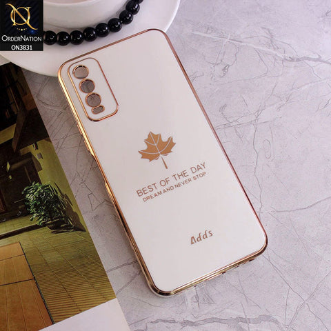 Vivo Y20i Cover - Design 6 - New Electroplating Borders Maple Leaf Camera Protection Soft Silicone Case