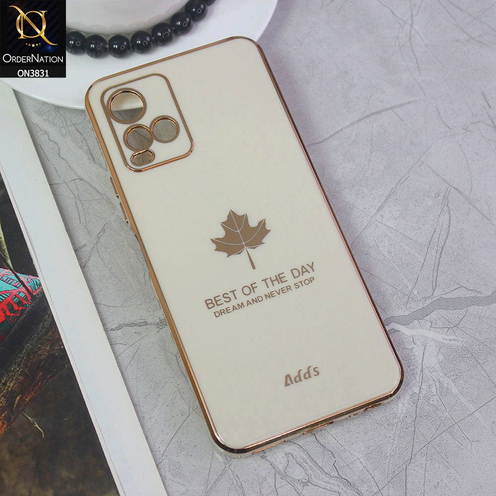 Vivo Y21e Cover - Design 7 - New Electroplating Borders Maple Leaf Camera Protection Soft Silicone Case