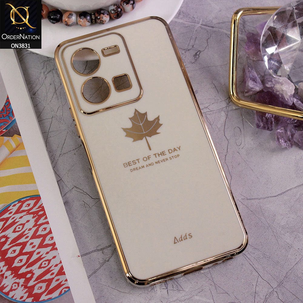 Vivo Y35 Cover - Design 7 - New Electroplating Borders Maple Leaf Camera Protection Soft Silicone Case