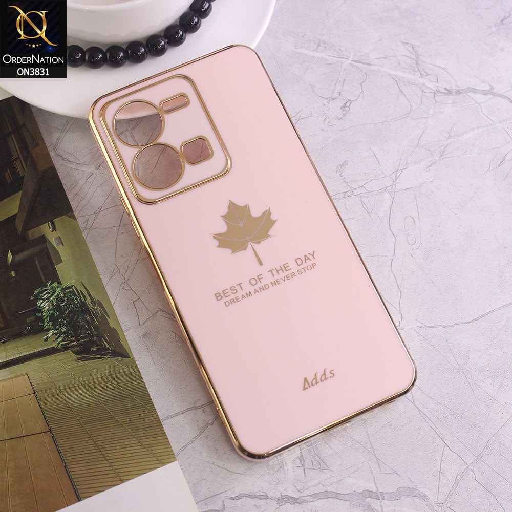 Vivo Y35 Cover - Design 9 - New Electroplating Borders Maple Leaf Camera Protection Soft Silicone Case