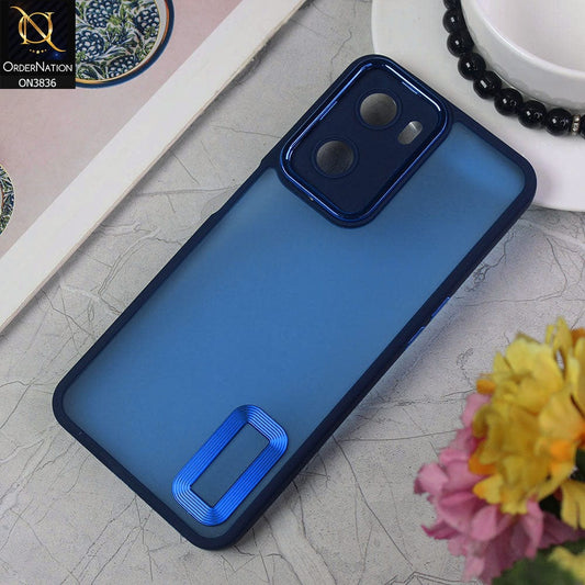 Oppo A57s Cover - Blue - New Crystal CD Crome Case With Electroplating Camera Ring Soft Silicone Case