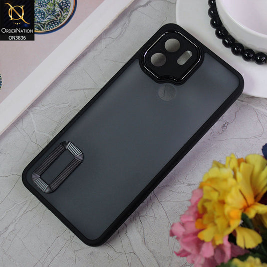 Xiaomi Redmi A1 Plus Cover - Black - New Crystal CD Crome Case With Electroplating Camera Ring Soft Silicone Case