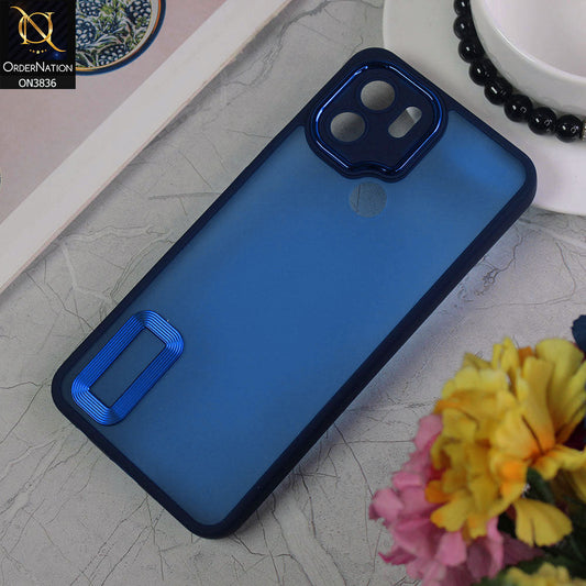 Xiaomi Redmi A1 Plus Cover - Blue - New Crystal CD Crome Case With Electroplating Camera Ring Soft Silicone Case