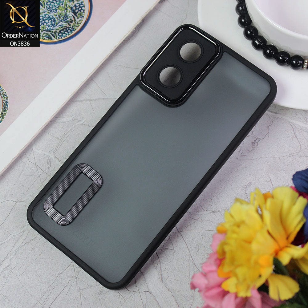 Vivo Y02s Cover - Black - New Crystal CD Crome Case With Electroplating Camera Ring Soft Silicone Case