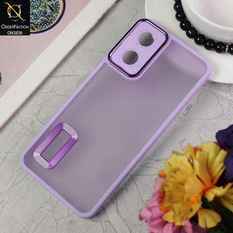 Vivo Y02s Cover - Light Purple - New Crystal CD Crome Case With Electroplating Camera Ring Soft Silicone Case