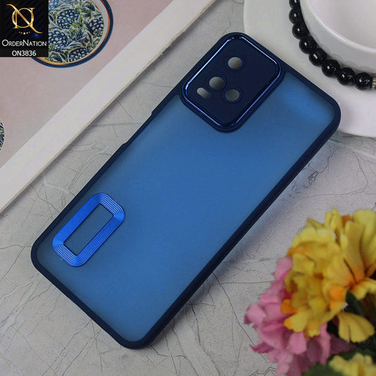 Vivo Y21 Cover - Blue - New Crystal CD Crome Case With Electroplating Camera Ring Soft Silicone Case