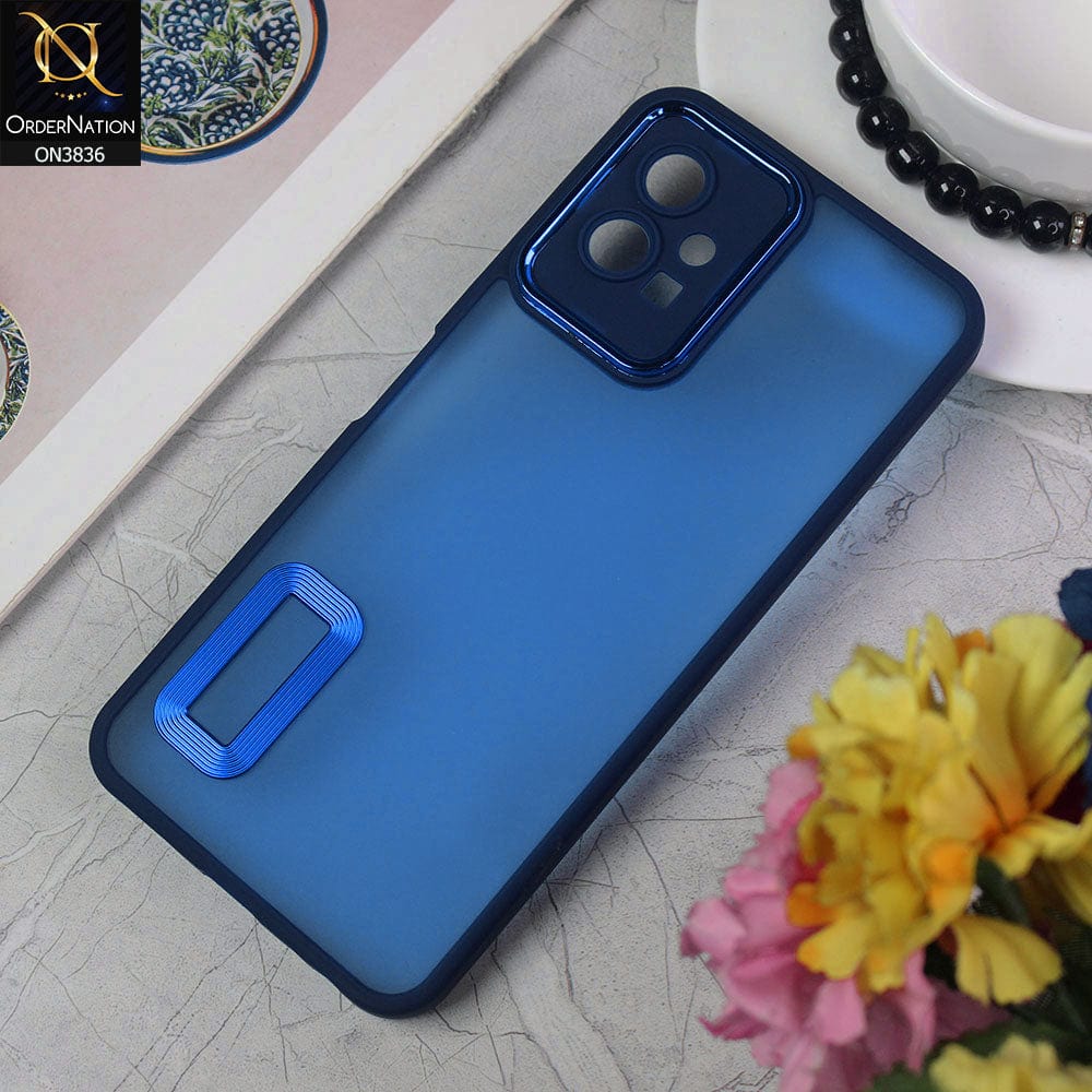 Vivo Y55 4G Cover - Blue - New Crystal CD Crome Case With Electroplating Camera Ring Soft Silicone Case